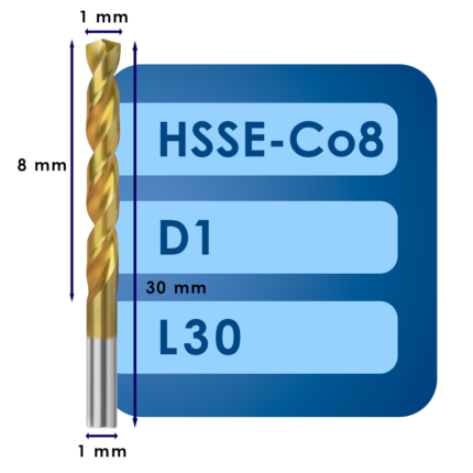 Сверло svd1.0*c8*l30 hsse co8