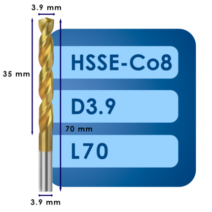 Сверло svd3.9*c35*l70 hsse co8