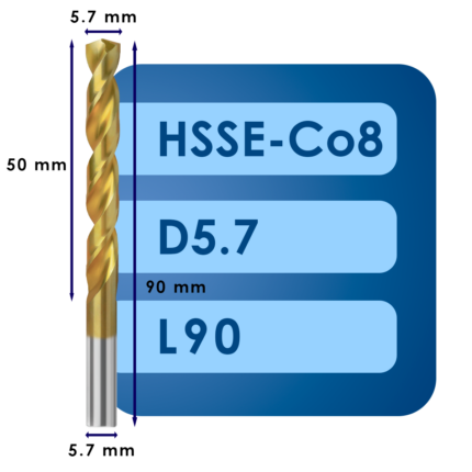 Сверло svd5.7*c50*l90 hsse co8