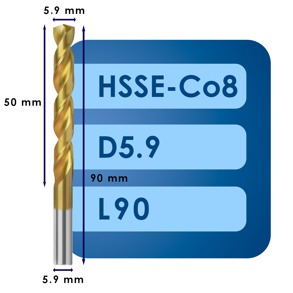 5.9 Сверло svd5.9*c50*l90 hsse co8