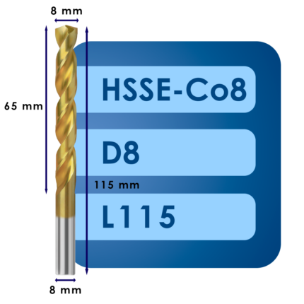 Сверло svd8.0*c65*l115 hsse co8