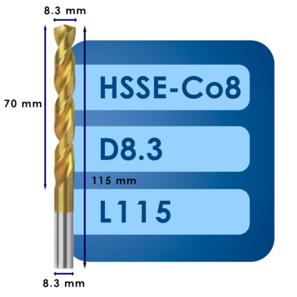 Сверло svd8.3*c70*l115 hsse co8