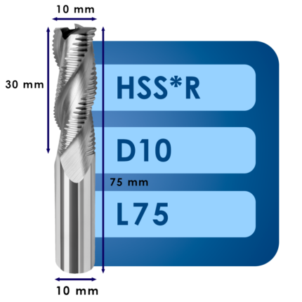 Фреза d10*c30*d10*z3*l75 hss*r