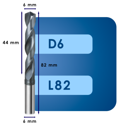 Сверло твердосплавное svd6*c44*p70*d6*z2*l82