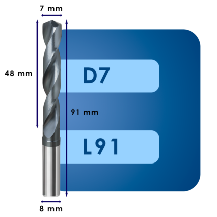 Сверло твердосплавное svd7*c48*p70*d8*z2*l91