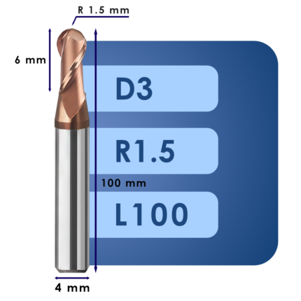 Фреза радиусная d3*r1.5*c6*p55*d4*z2*l100